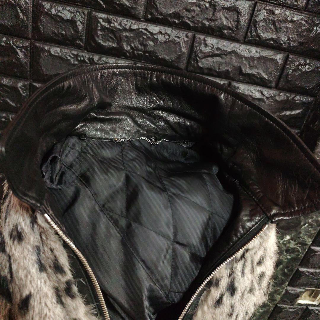 よ　美品５３５１プールオム 羊革×ラビットファージャケットラクーンファーＭ