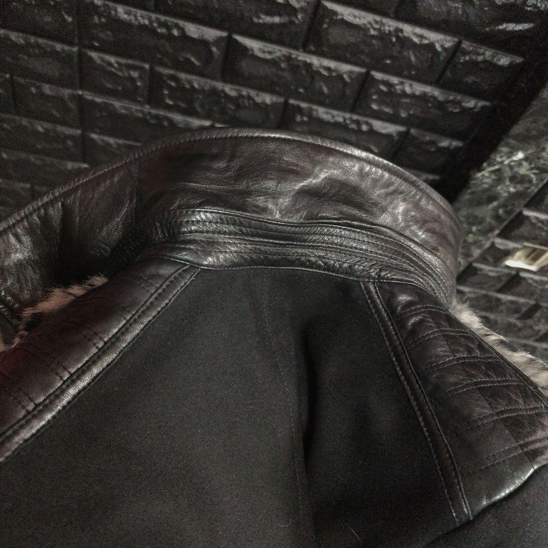 よ　美品５３５１プールオム 羊革×ラビットファージャケットラクーンファーＭ