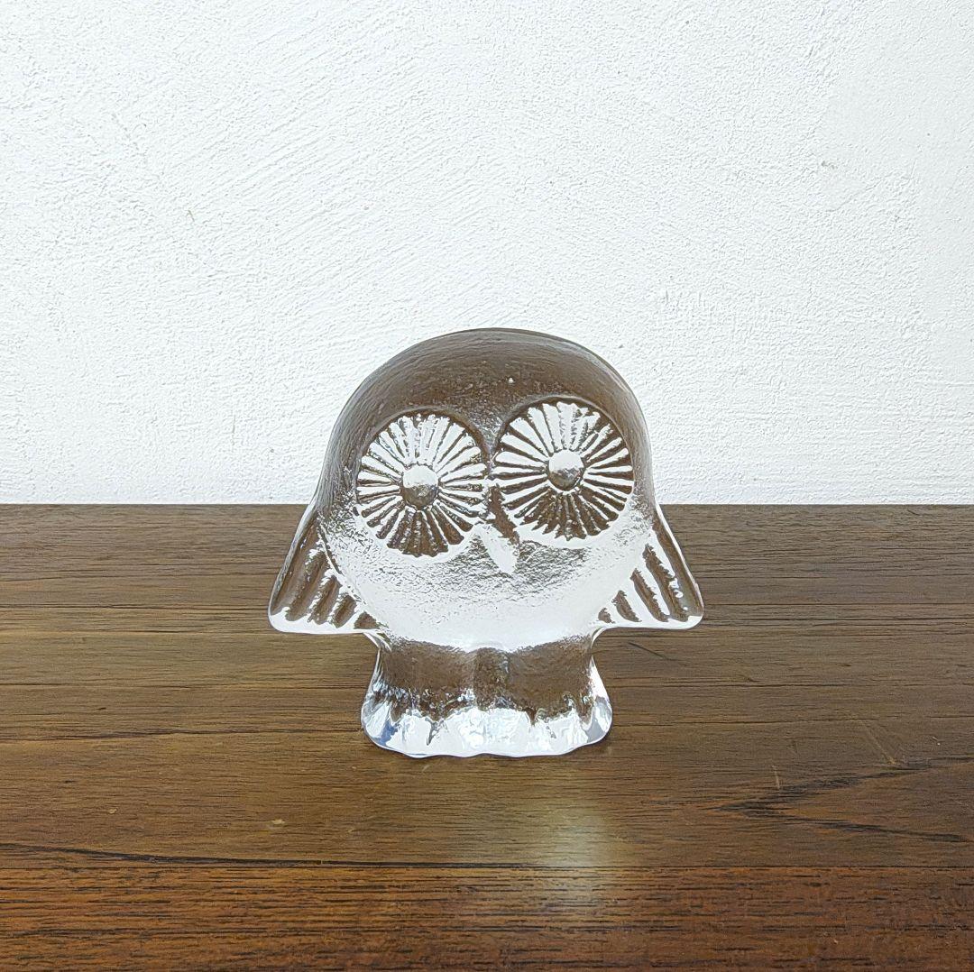 【Lisa Larson】 Krona ガラス フクロウ オブジェ