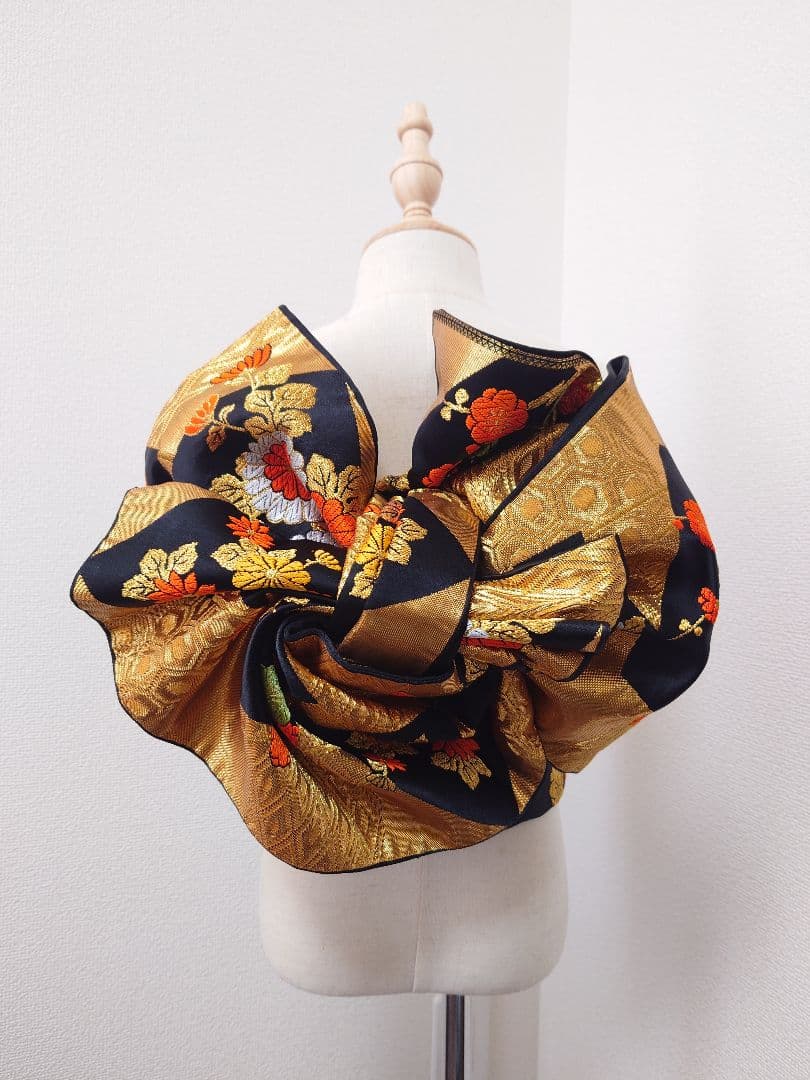 七五三　ハーフ成人式　ジュニア帯　袋帯からの作り帯　1点物　黒金