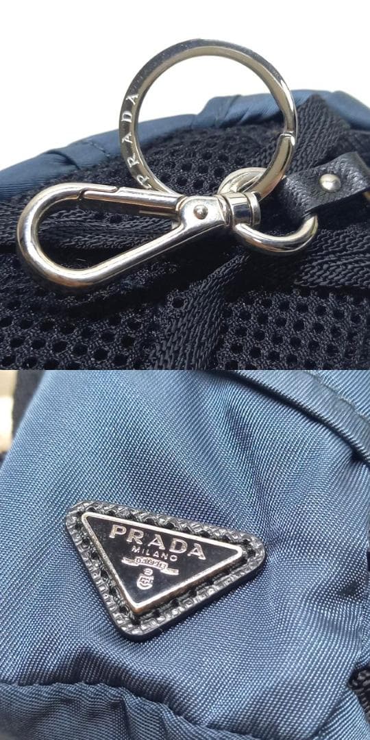 レア 美品 プラダ キーリング キーホルダーキーチャーム リュック 三角プレート