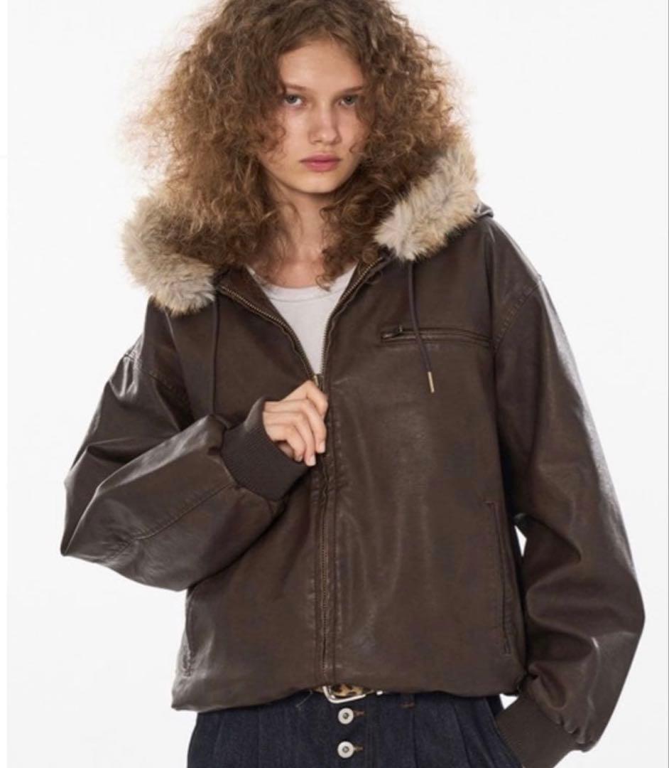 wish for ever ファージャケット ブラウン