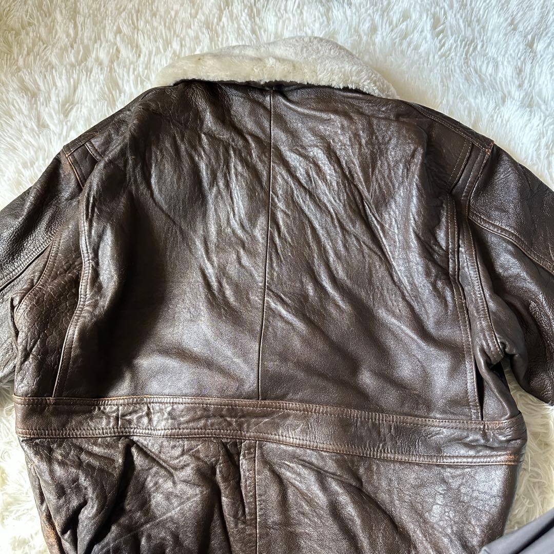 G1 A2 フライトジャケット 羊革 襟ボア着脱可 ブラウン LL