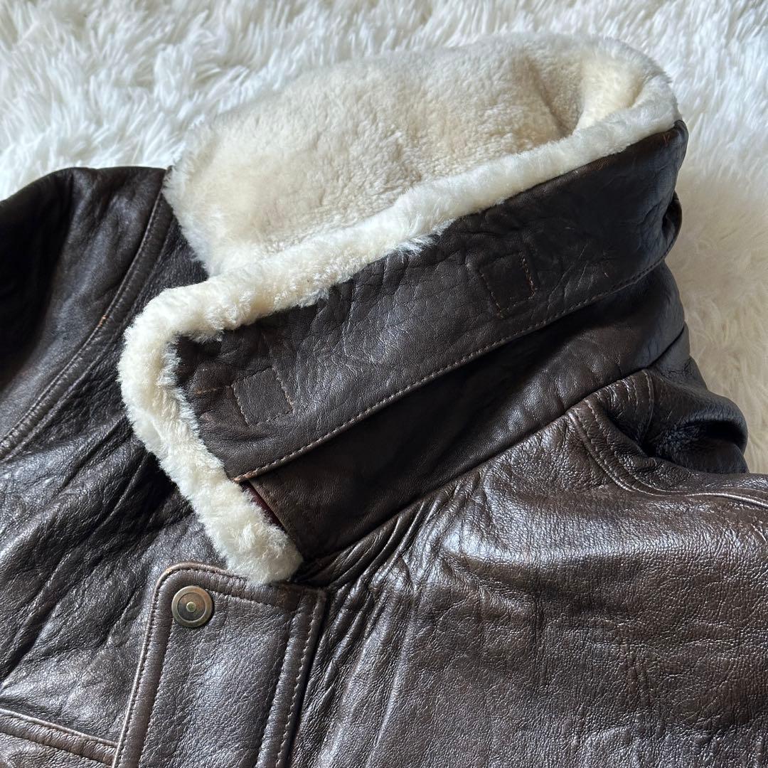 G1 A2 フライトジャケット 羊革 襟ボア着脱可 ブラウン LL