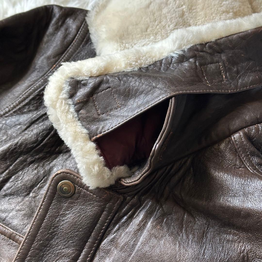 G1 A2 フライトジャケット 羊革 襟ボア着脱可 ブラウン LL