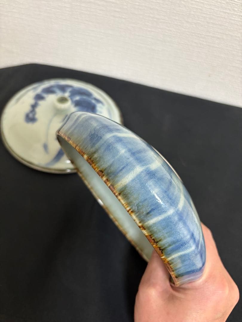 波佐見焼　　斉山窯(太田恵) 器　海老紋蓋付鉢