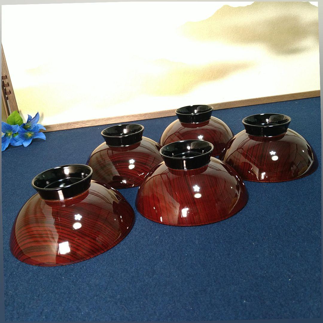 AH14 輪島塗 欅製 吸物椀五客 蓋付椀 木製漆塗 金蒔絵 お椀 ケヤ木