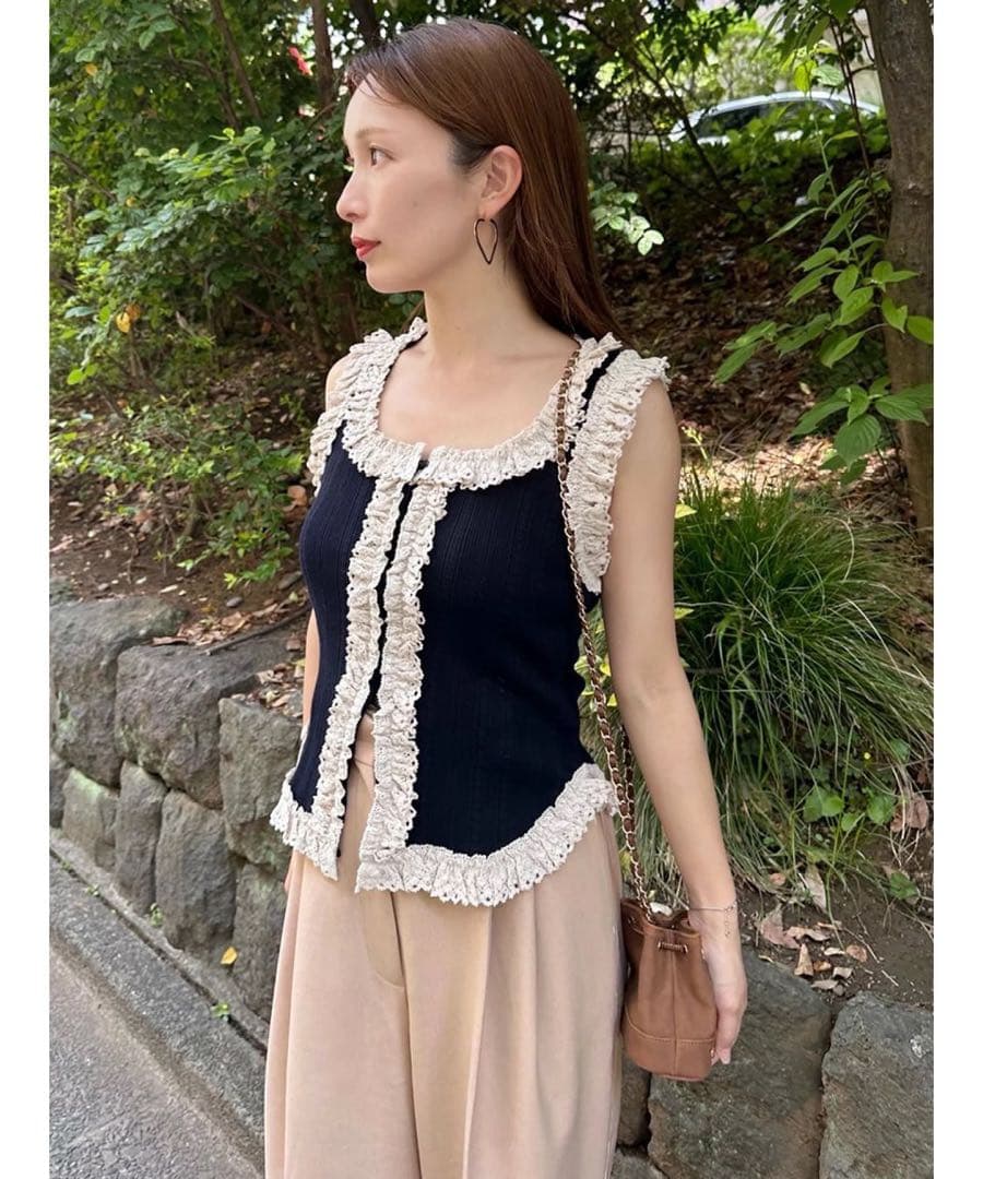 SNIDEL レースニットプルオーバー MIX