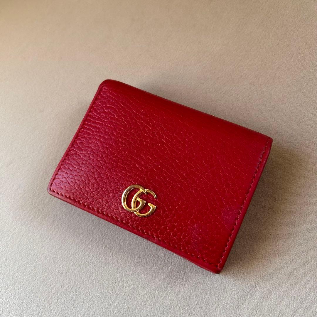 GUCCI グッチ GGマーモント 二つ折り財布 レッド