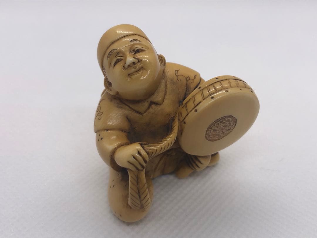 根付　唐子　江户　時代物　マンモス牙　提げ物　彫刻