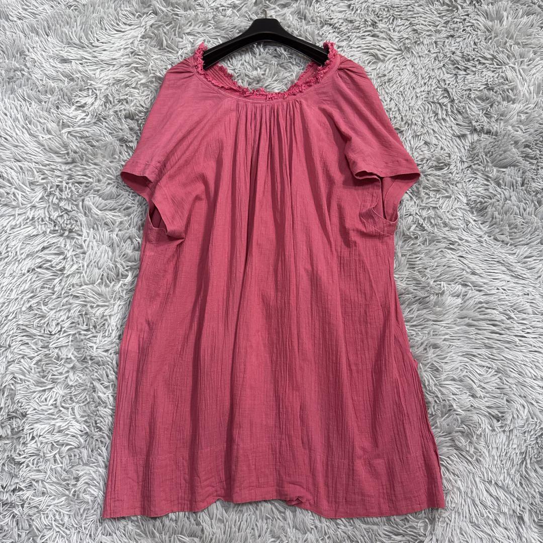 美品✨21SS ハウスオブロータス チュニックシャツ 綿麻ガーゼプルオーバー M