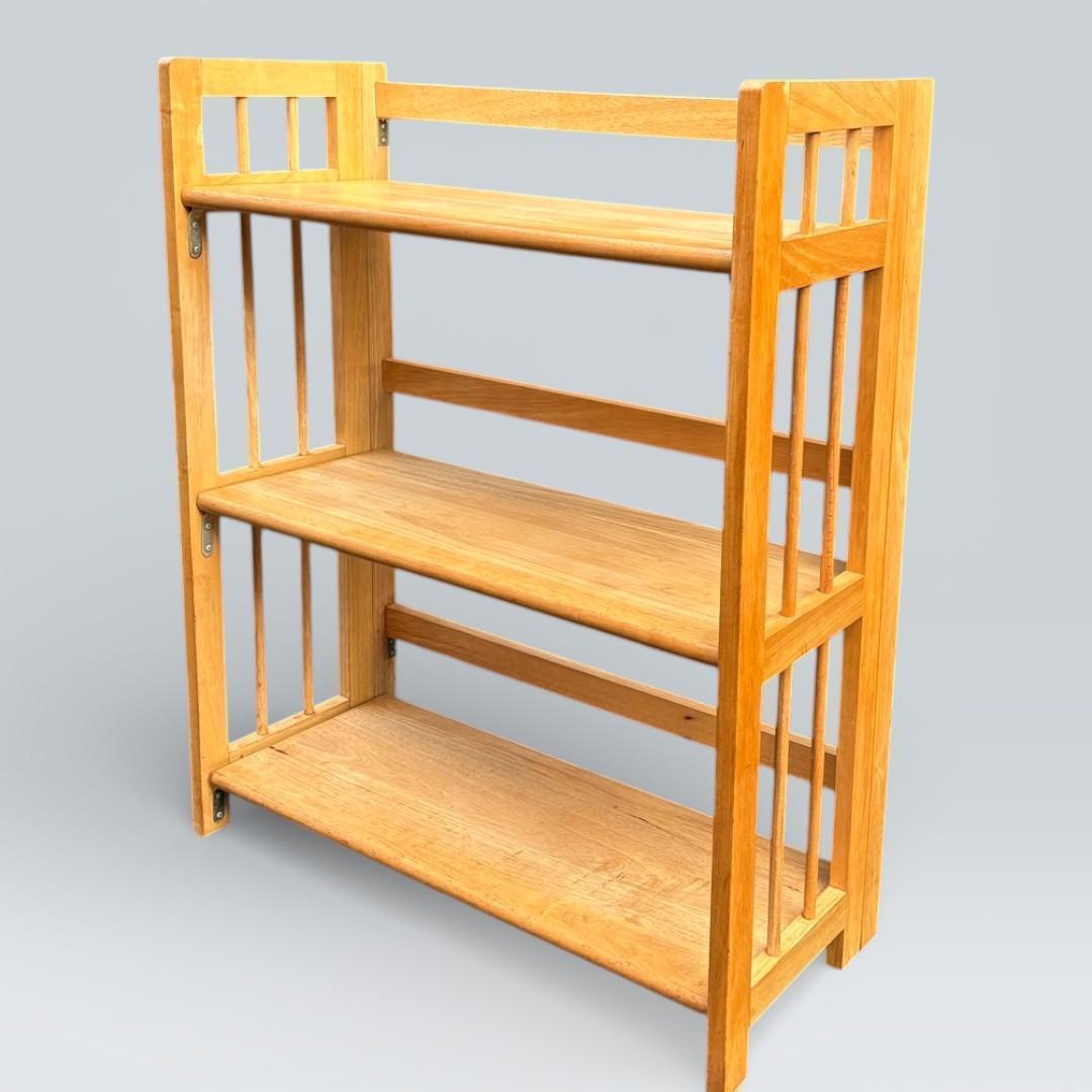 北欧風 天然木 折りたたみ ウッドラック 3段 シェルフ キャンプ