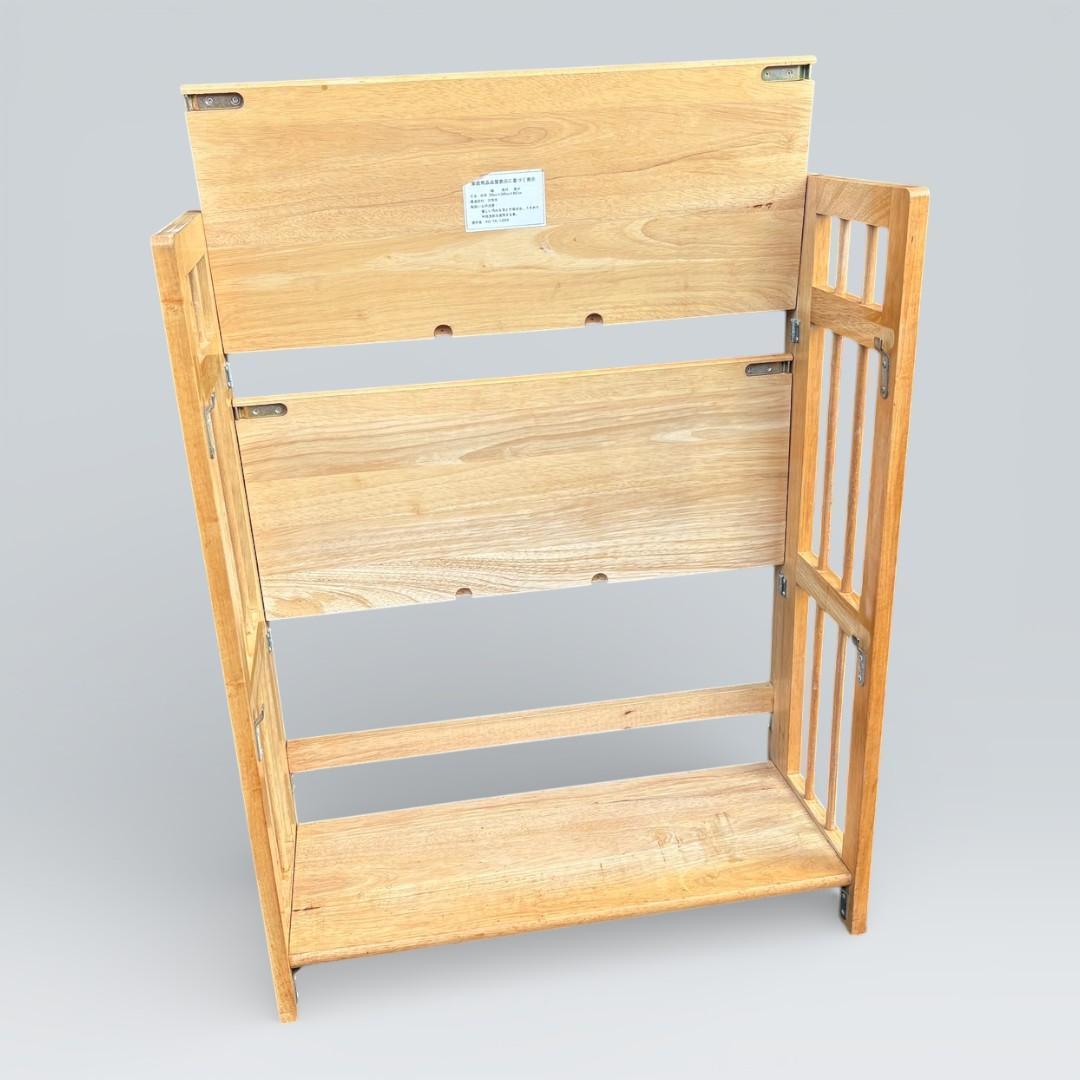 北欧風 天然木 折りたたみ ウッドラック 3段 シェルフ キャンプ