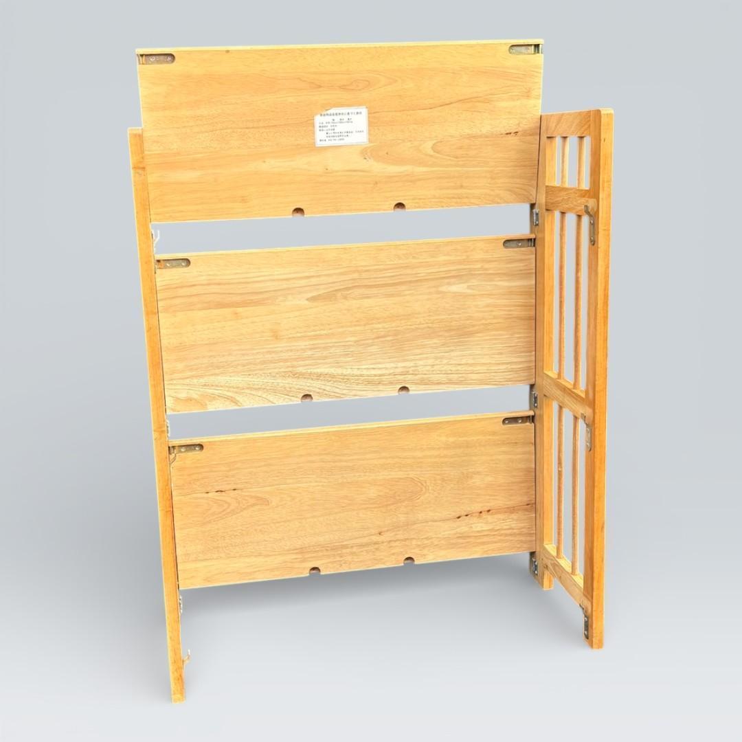 北欧風 天然木 折りたたみ ウッドラック 3段 シェルフ キャンプ