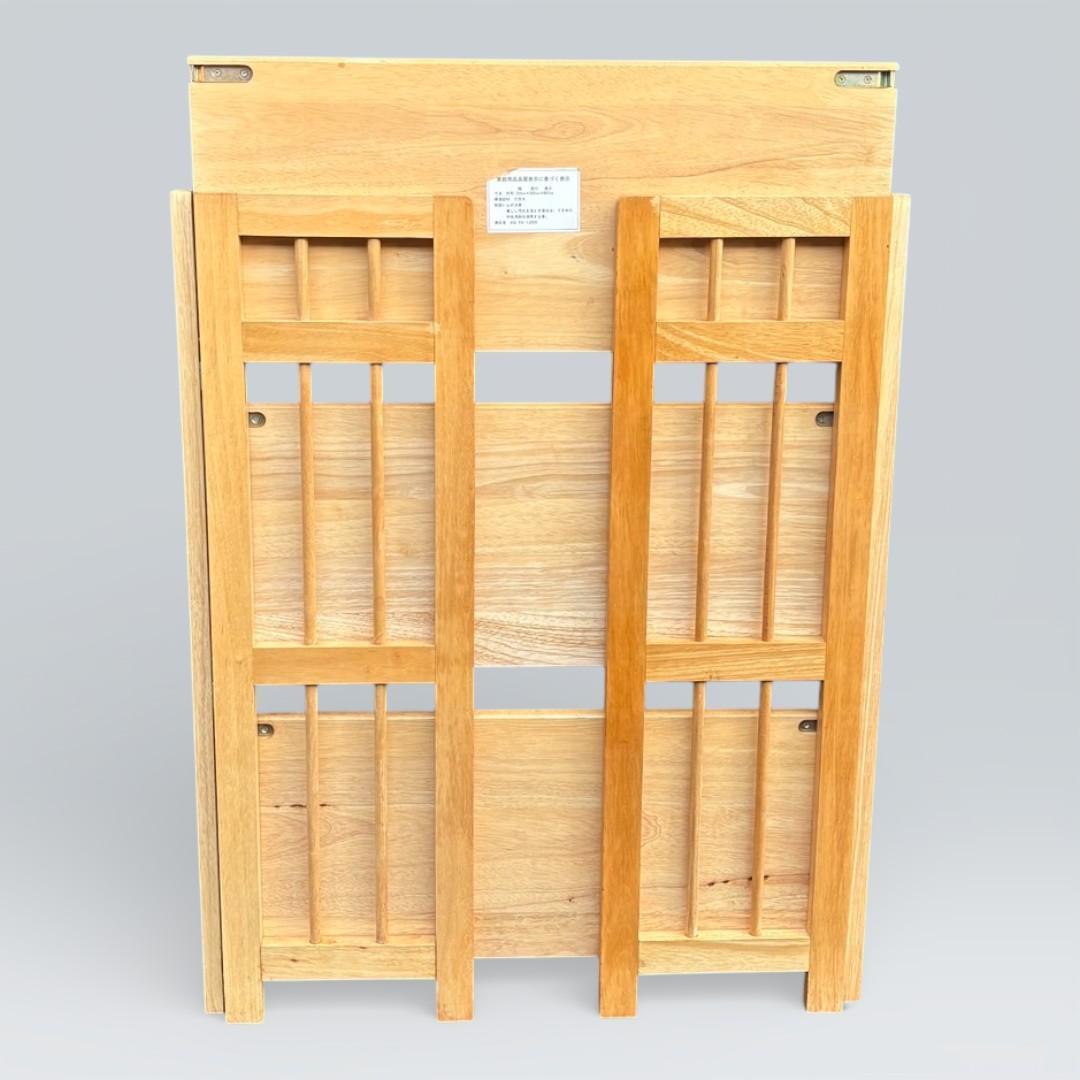 北欧風 天然木 折りたたみ ウッドラック 3段 シェルフ キャンプ