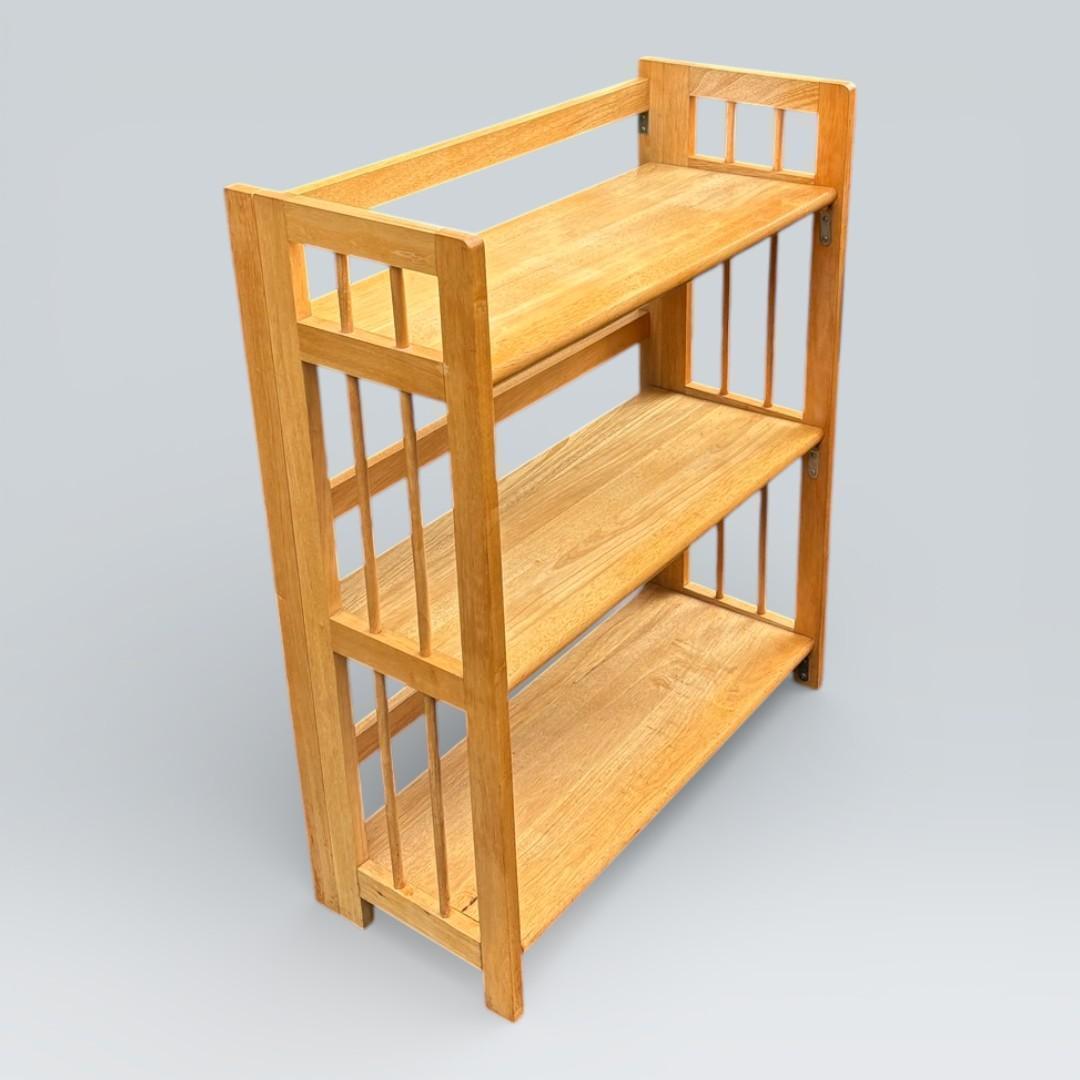 北欧風 天然木 折りたたみ ウッドラック 3段 シェルフ キャンプ
