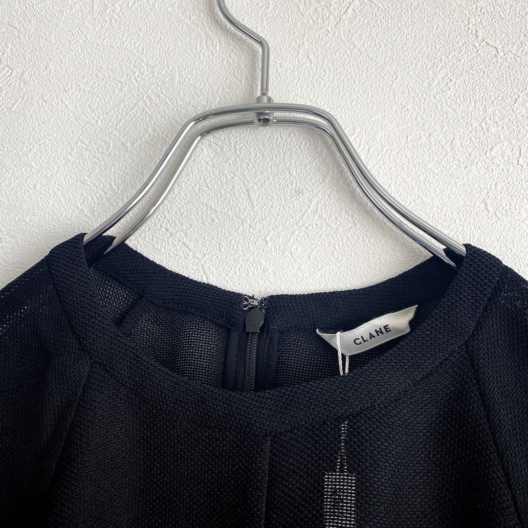 新品タグ付きCLANE メッシュフォームスリーブ ブラウス ブラック