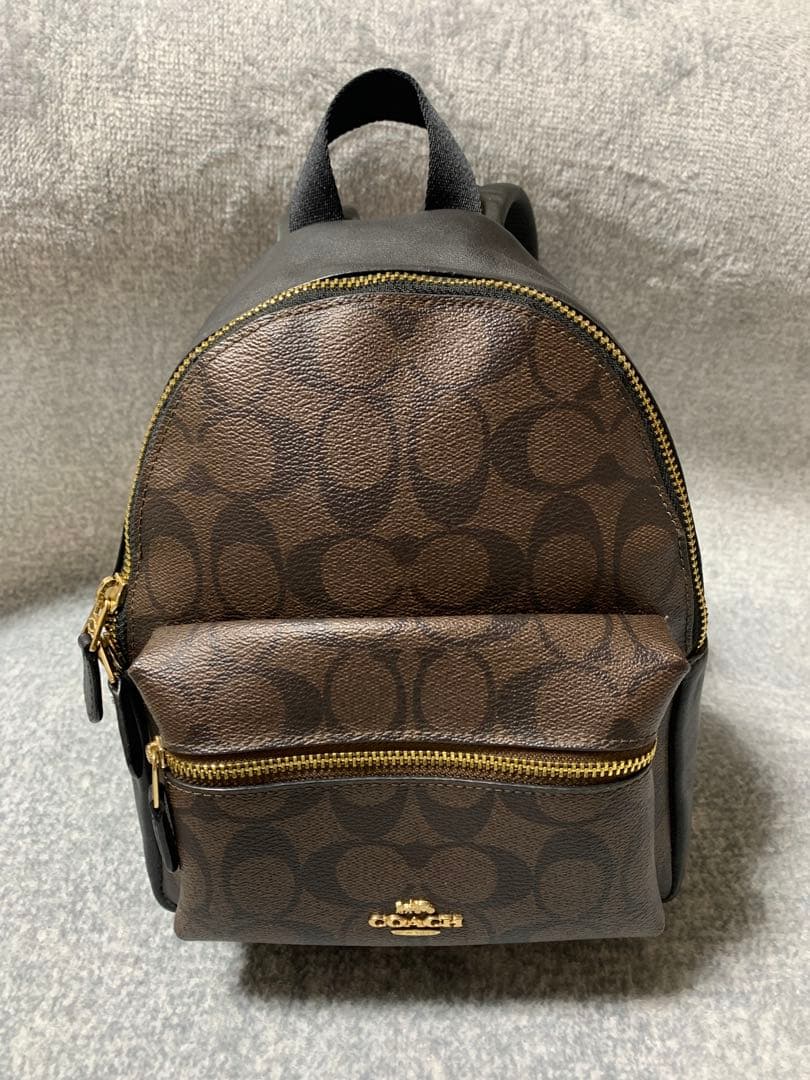 美品 希少カラー COACH シグネチャー ミニチャーリー バックパック