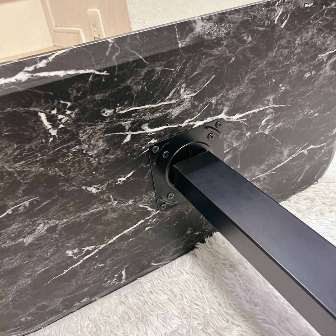 ペダル式 無段階昇降 テーブル 大理石調 高さ50.5～72.5cm