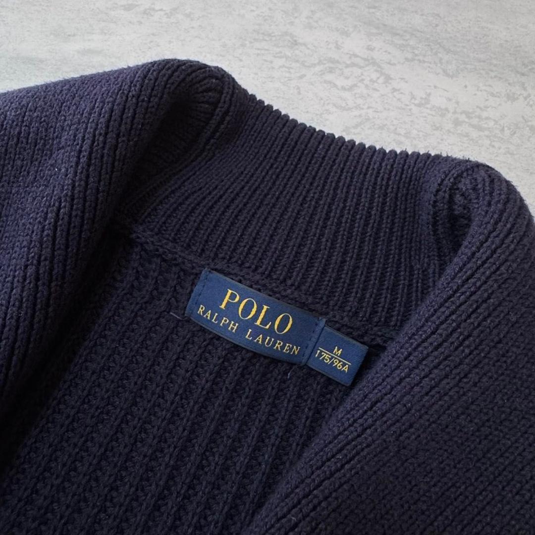 ラルフローレン 現行タグ ショールカラー ニットカーディガン ネイビー Mサイズ