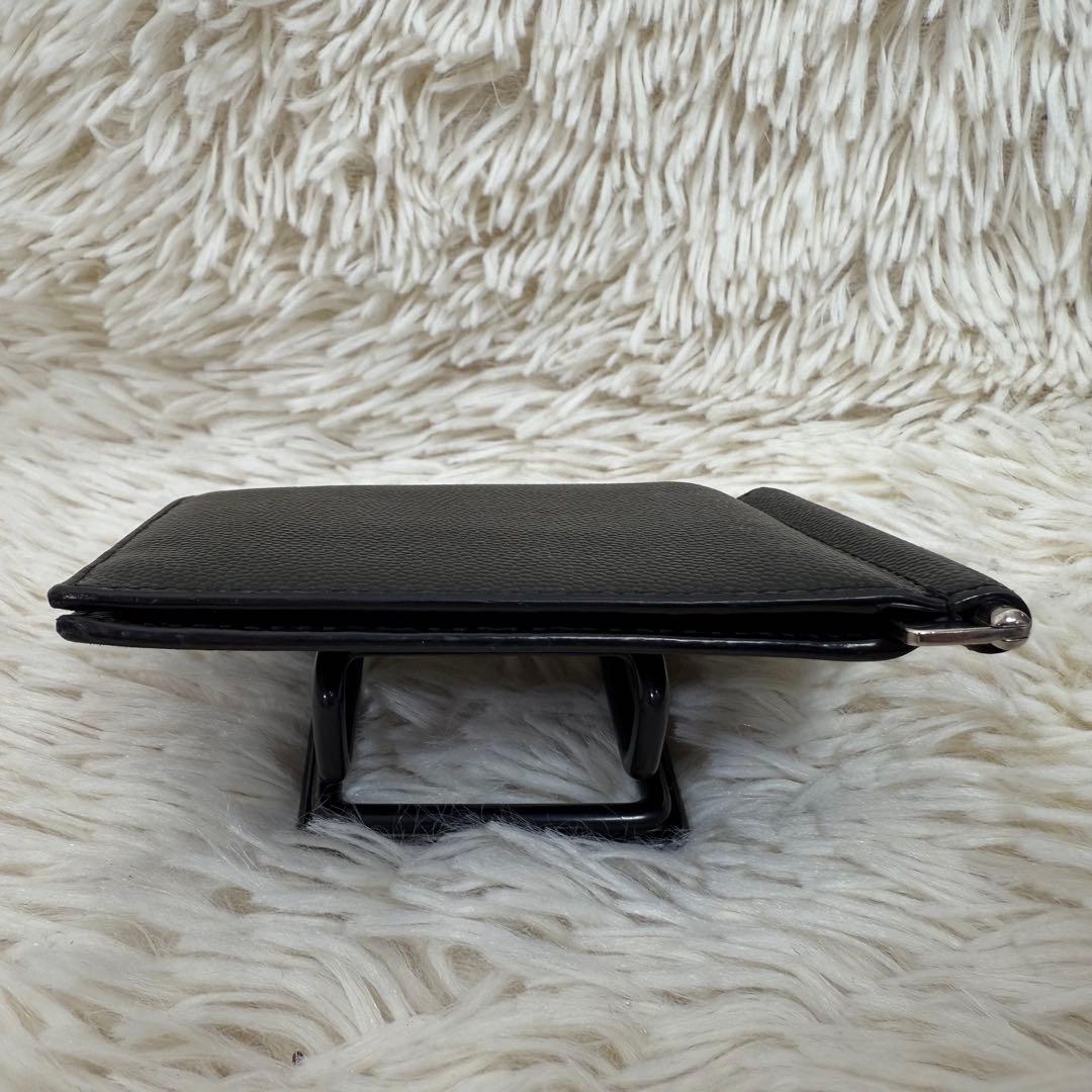 サンローラン マネークリップ 二つ折り財布 キャビアスキン ブラック 箱・保存袋