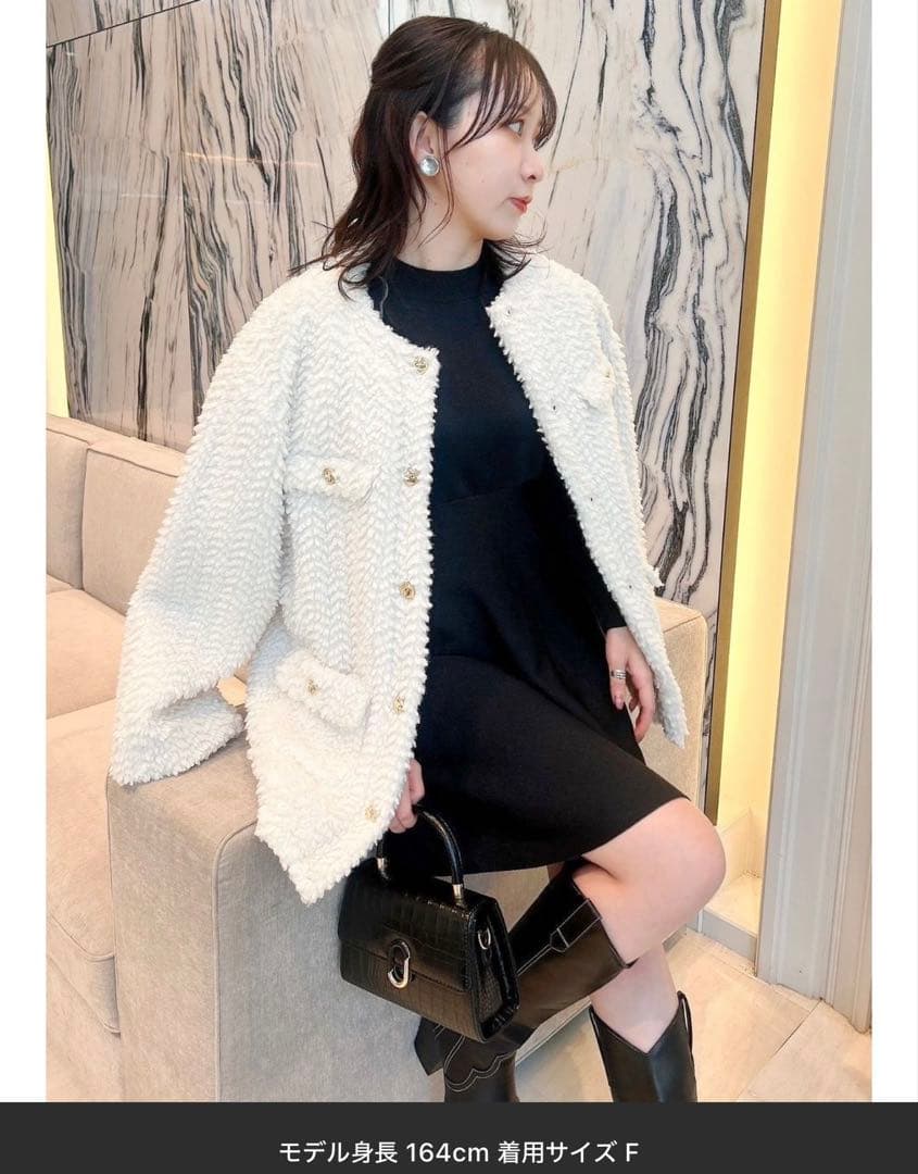 dazzlin ダズリンボアフレンチブルゾン オフホワイト