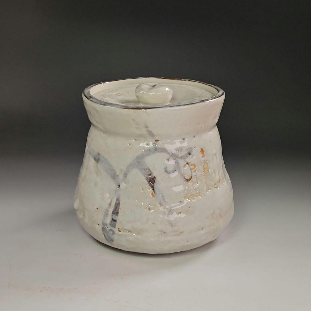 ウ263 水指『山口錠鉄作』『志野　水指　共箱』茶道具