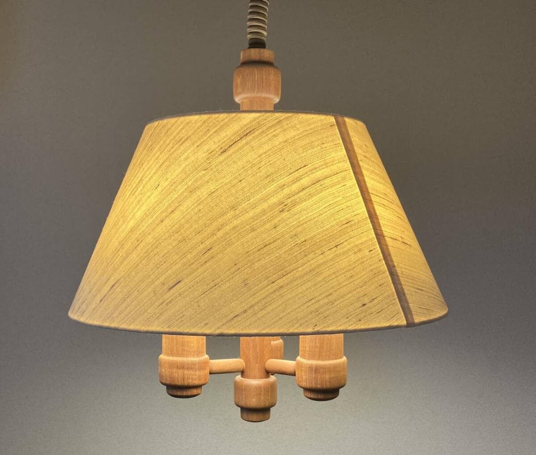 ★超レア3灯 Domus ランプ 70年代 ドムス チーク材 ペンダントライト