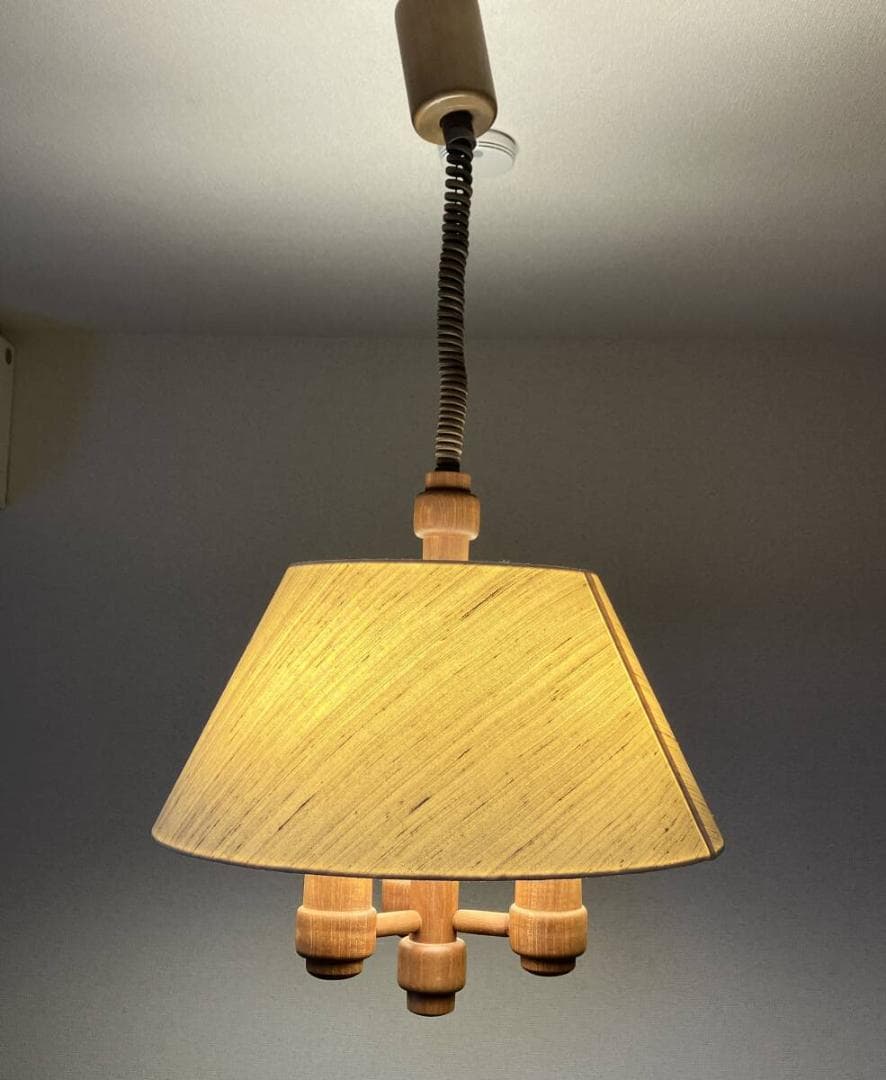 ★超レア3灯 Domus ランプ 70年代 ドムス チーク材 ペンダントライト