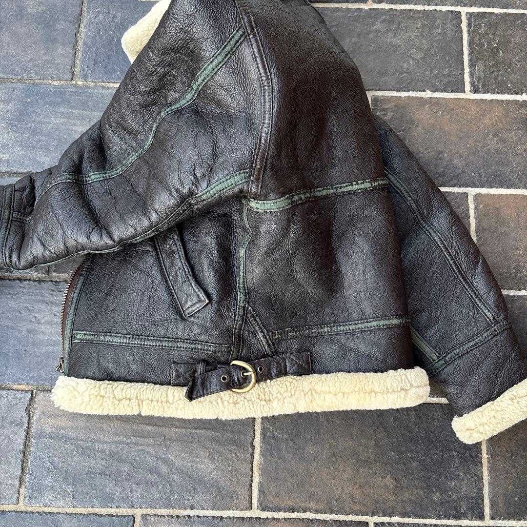 90s B-3 フライトジャケット ラムレザー ダークブラウン 古着 ムートン
