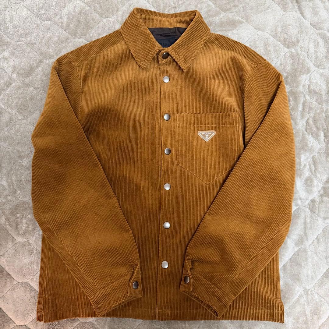 プラダ PRADA トライアングルプレート コーデュロイジャケット ブルゾン