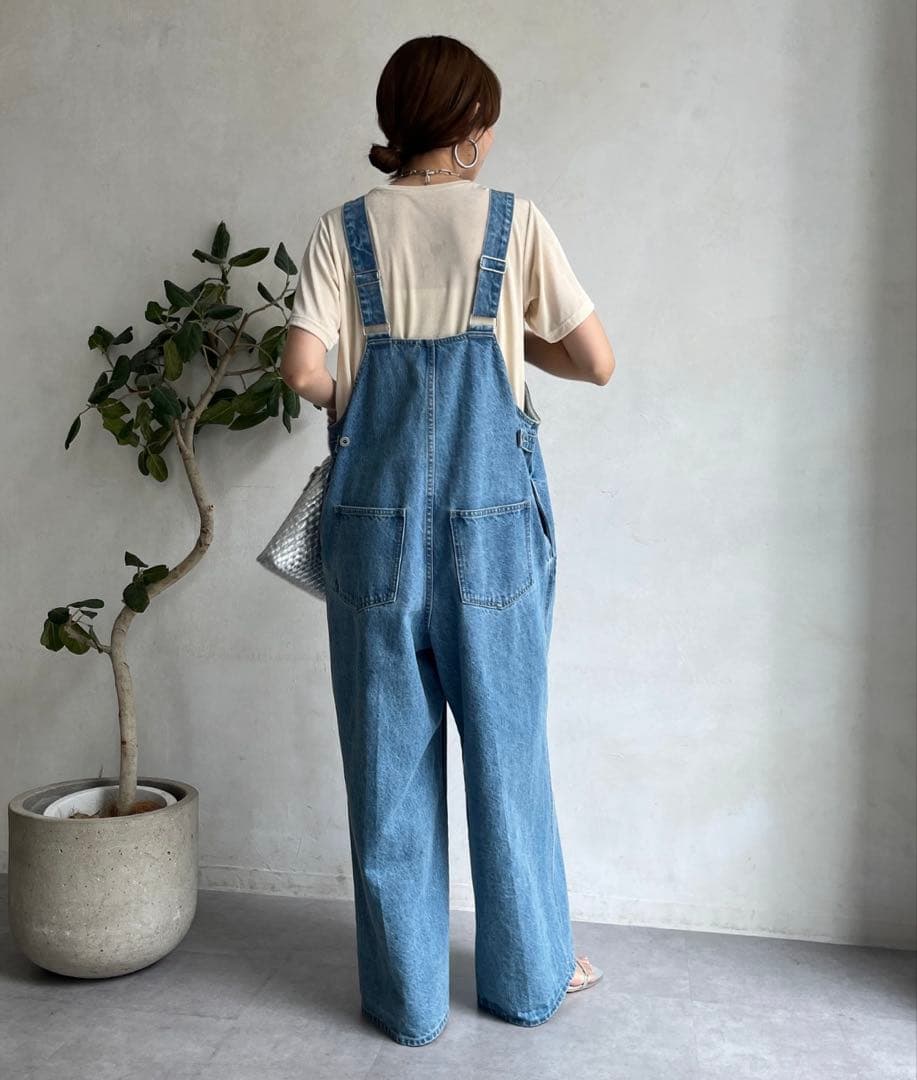 新品未使用　DOUDOU デニムフロントジップサロペット