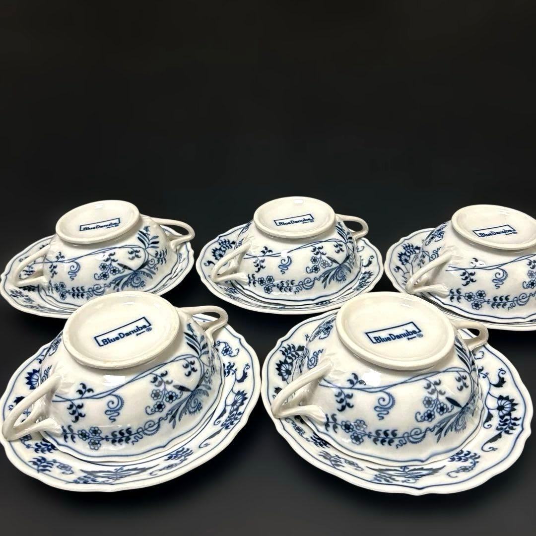 Blue Danube ブルーダニューブ　スープカップ&ソーサー　5客セット