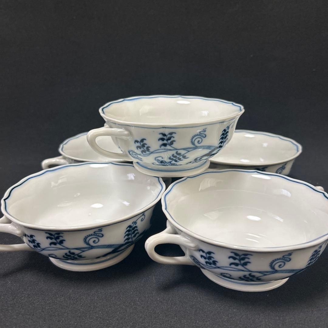 Blue Danube ブルーダニューブ　スープカップ&ソーサー　5客セット