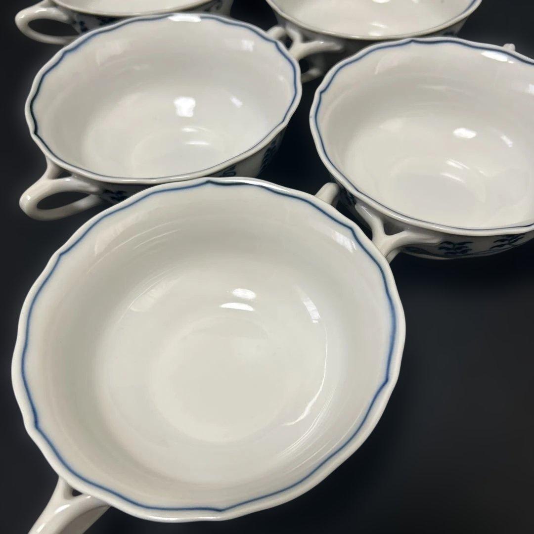 Blue Danube ブルーダニューブ　スープカップ&ソーサー　5客セット