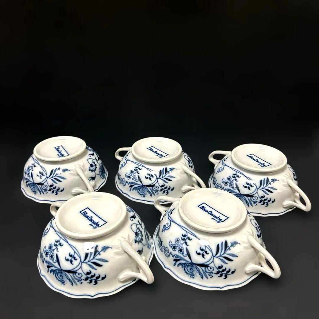 Blue Danube ブルーダニューブ　スープカップ&ソーサー　5客セット