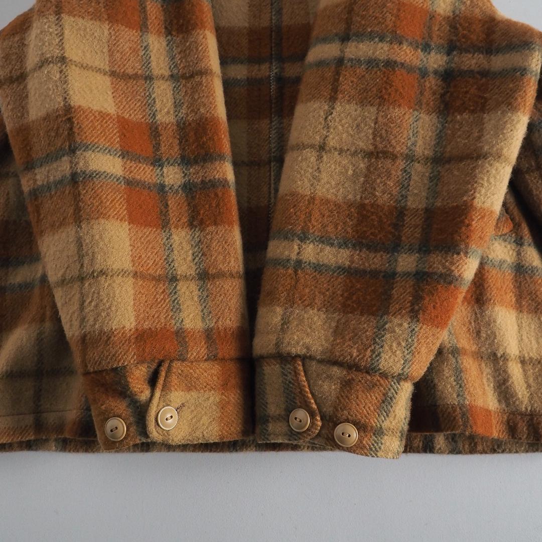 ウールジャケット　USA製　ウールジャケット　チェック柄　裏地ボア　美品