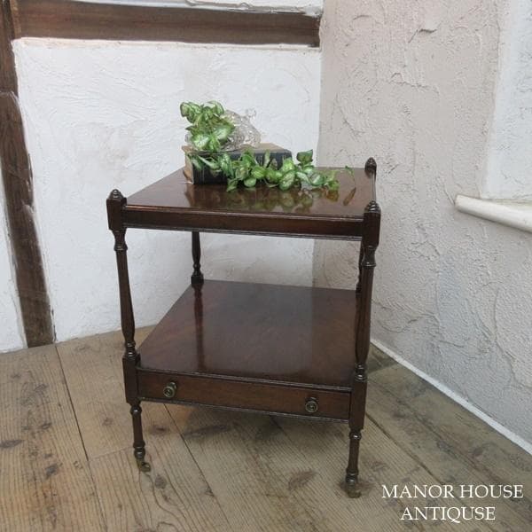 イギリス アンティーク 家具 サイドテーブル キャスター付き 英国 6449d