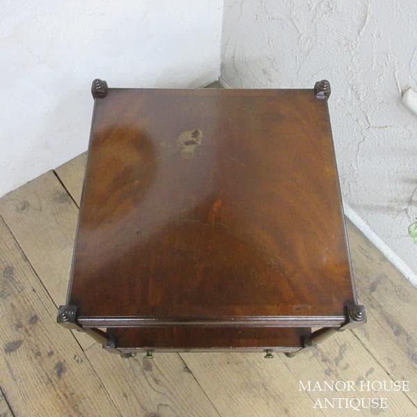 イギリス アンティーク 家具 サイドテーブル キャスター付き 英国 6449d