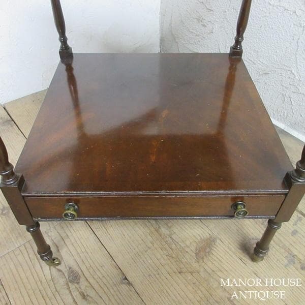 イギリス アンティーク 家具 サイドテーブル キャスター付き 英国 6449d