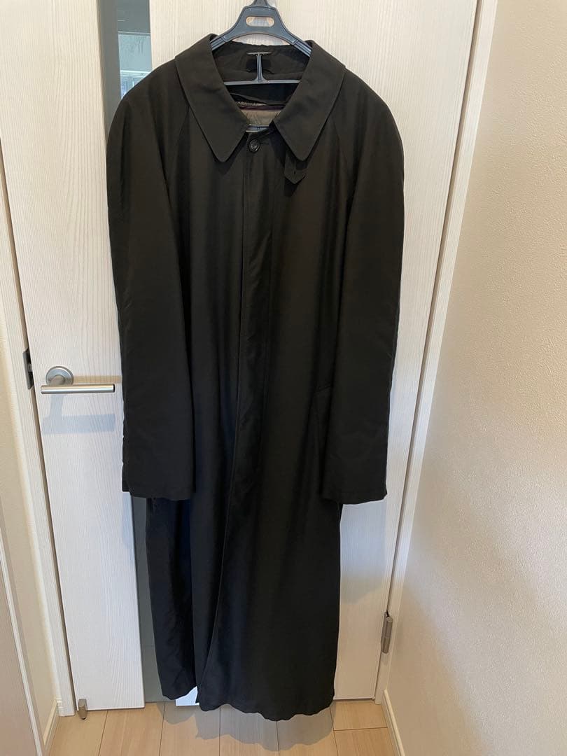 古着　ブラック ステンカラーコート ロングコート