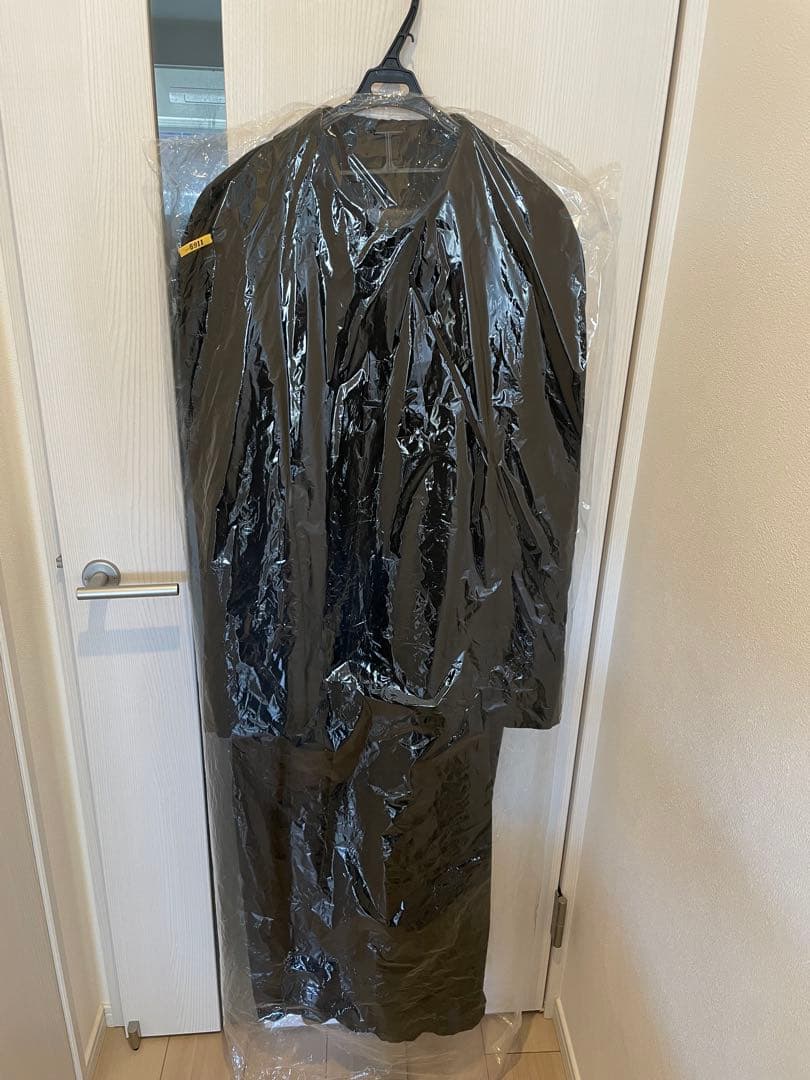 古着　ブラック ステンカラーコート ロングコート