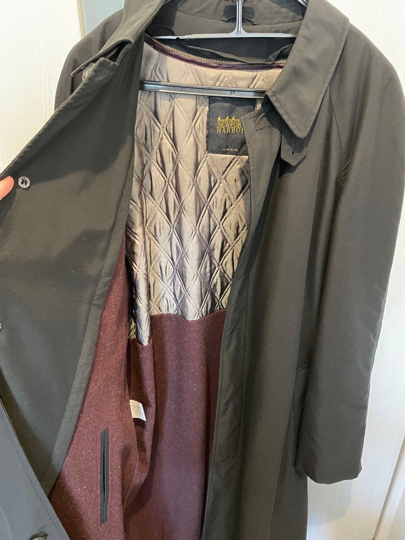 古着　ブラック ステンカラーコート ロングコート