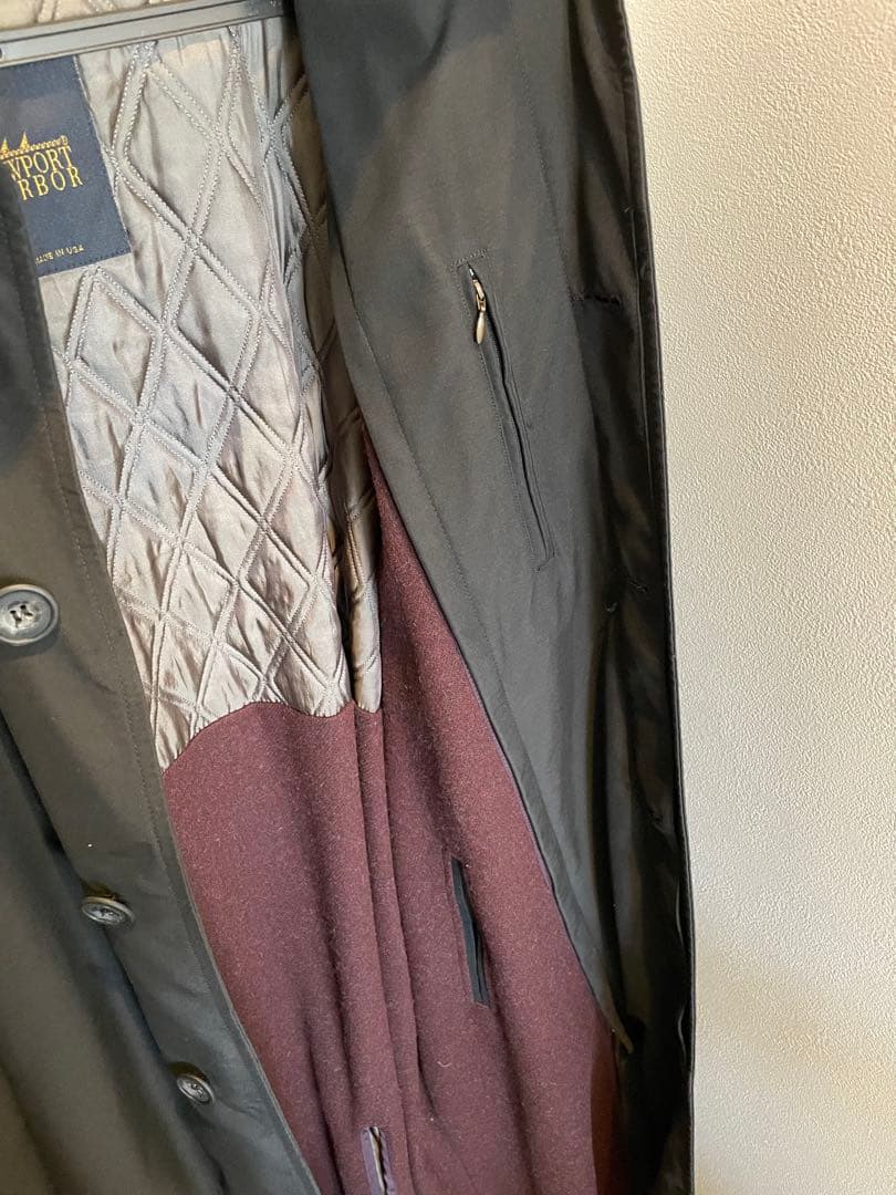 古着　ブラック ステンカラーコート ロングコート