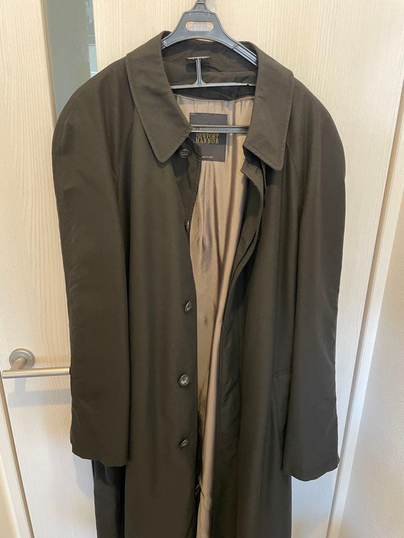 古着　ブラック ステンカラーコート ロングコート