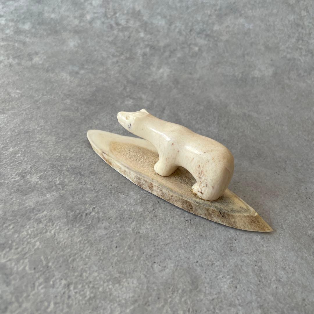 【希少】鯨骨 しろくま 彫刻 インテリア 北欧