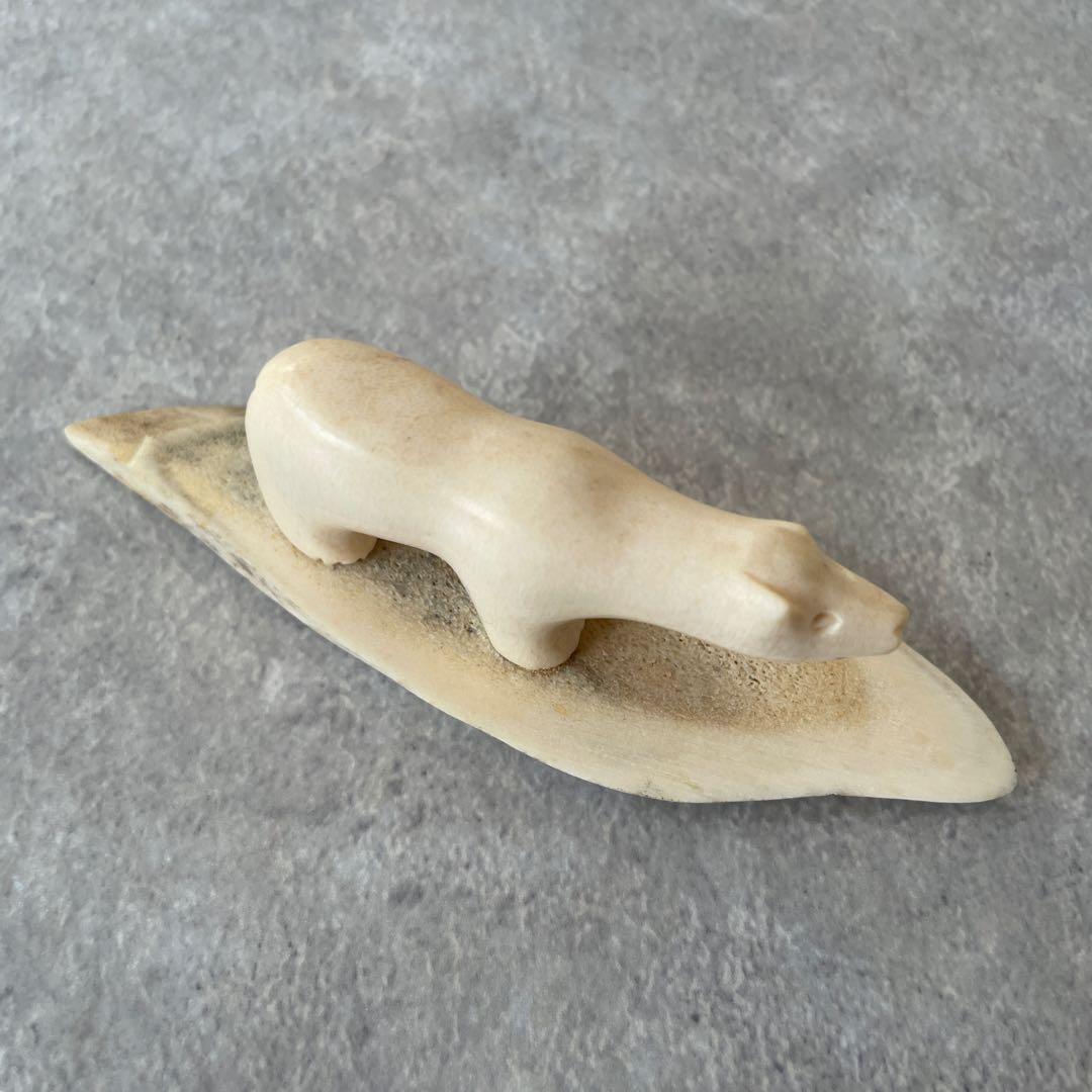 【希少】鯨骨 しろくま 彫刻 インテリア 北欧