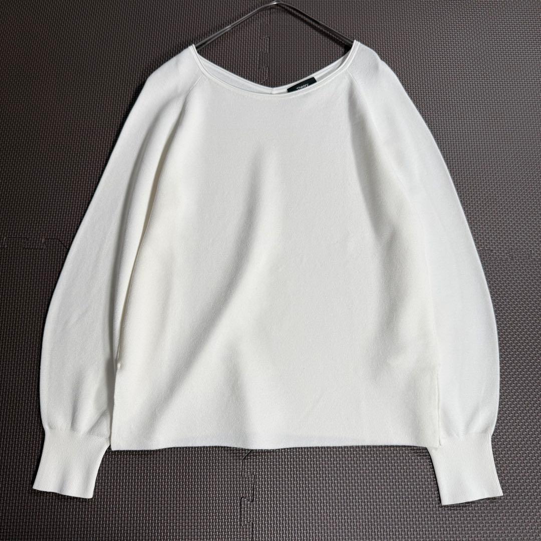 【未使用】セオリー クレープニット ボートネック パフスリーブ S 白