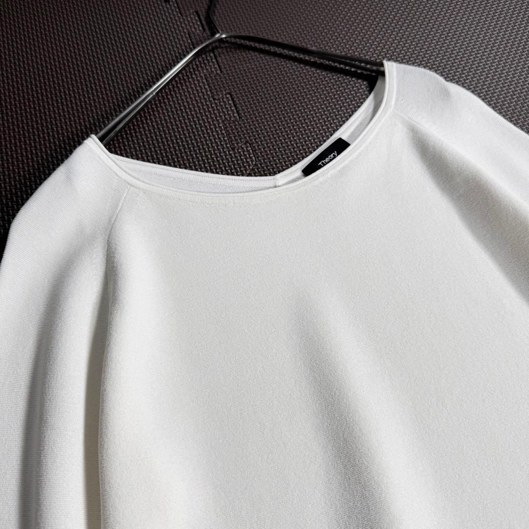 【未使用】セオリー クレープニット ボートネック パフスリーブ S 白