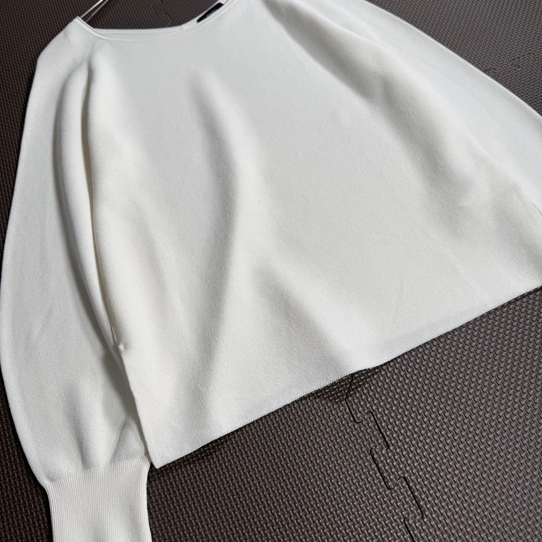 【未使用】セオリー クレープニット ボートネック パフスリーブ S 白